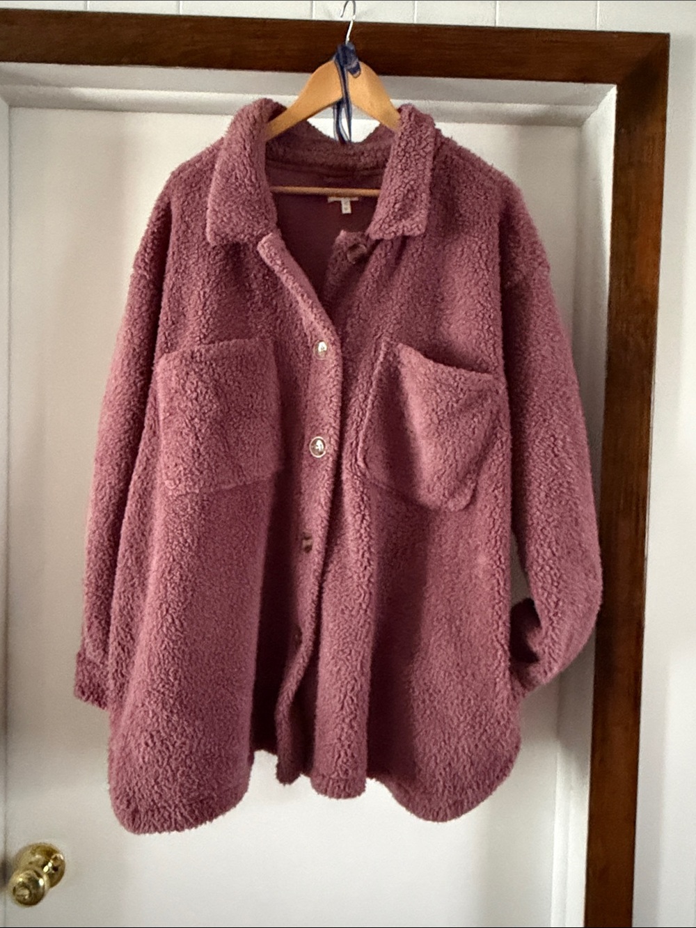 Maurices Plush Teddy Jacket in Mauve Rose